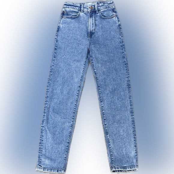 Stradivarius slim mom jeans stretch acid wash blue size 2 - Picture 1 of 12